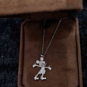 گردنبند استیل طرح میکی موس نگین دار